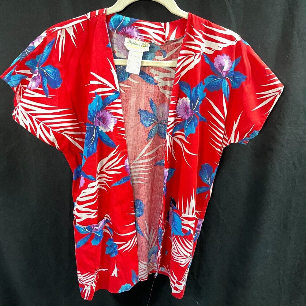 Tropical Itch Womens Hawaiian Smock Red Flora Small